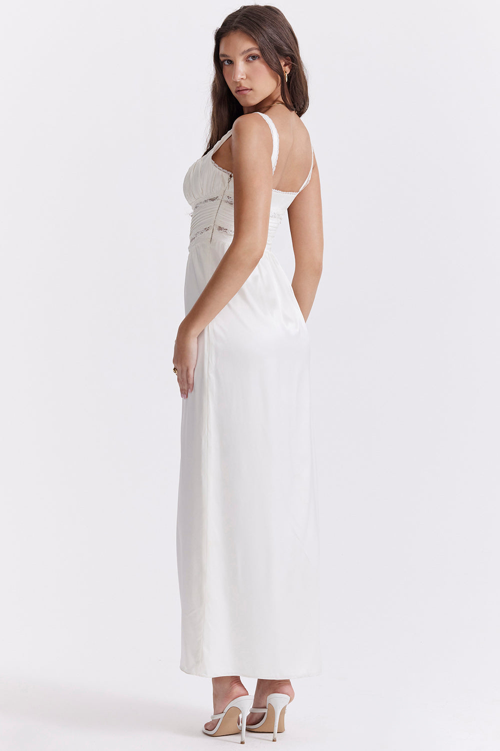 Robe longue en soie véritable ivoire