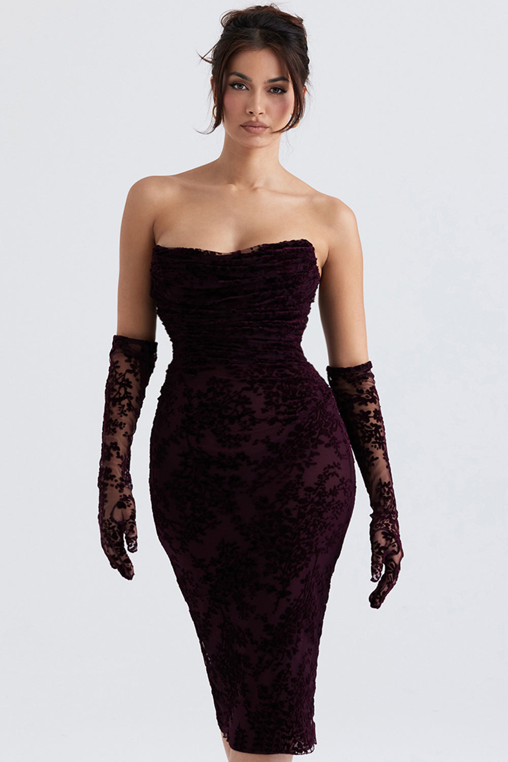 Robe corset Devore cerise noire