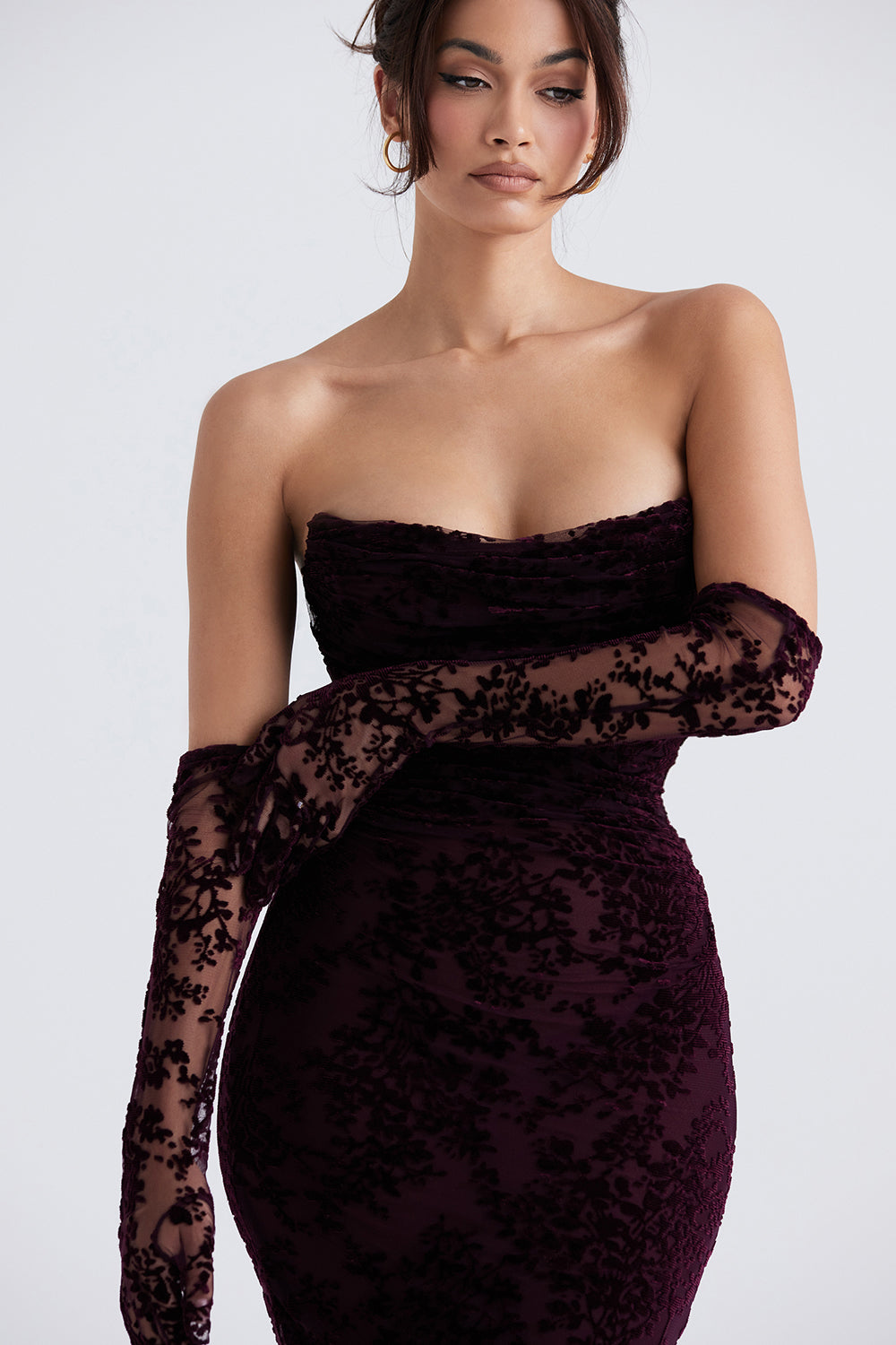 Robe corset Devore cerise noire