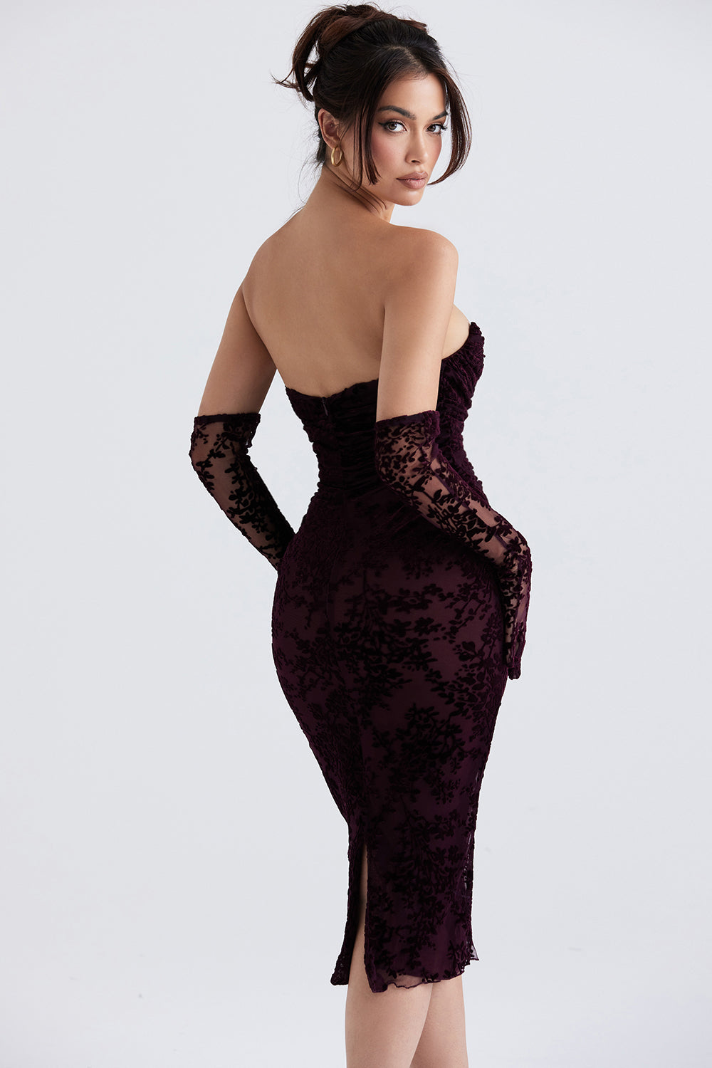Robe corset Devore cerise noire