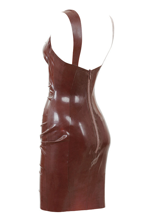 Robe bustier en latex chocolat