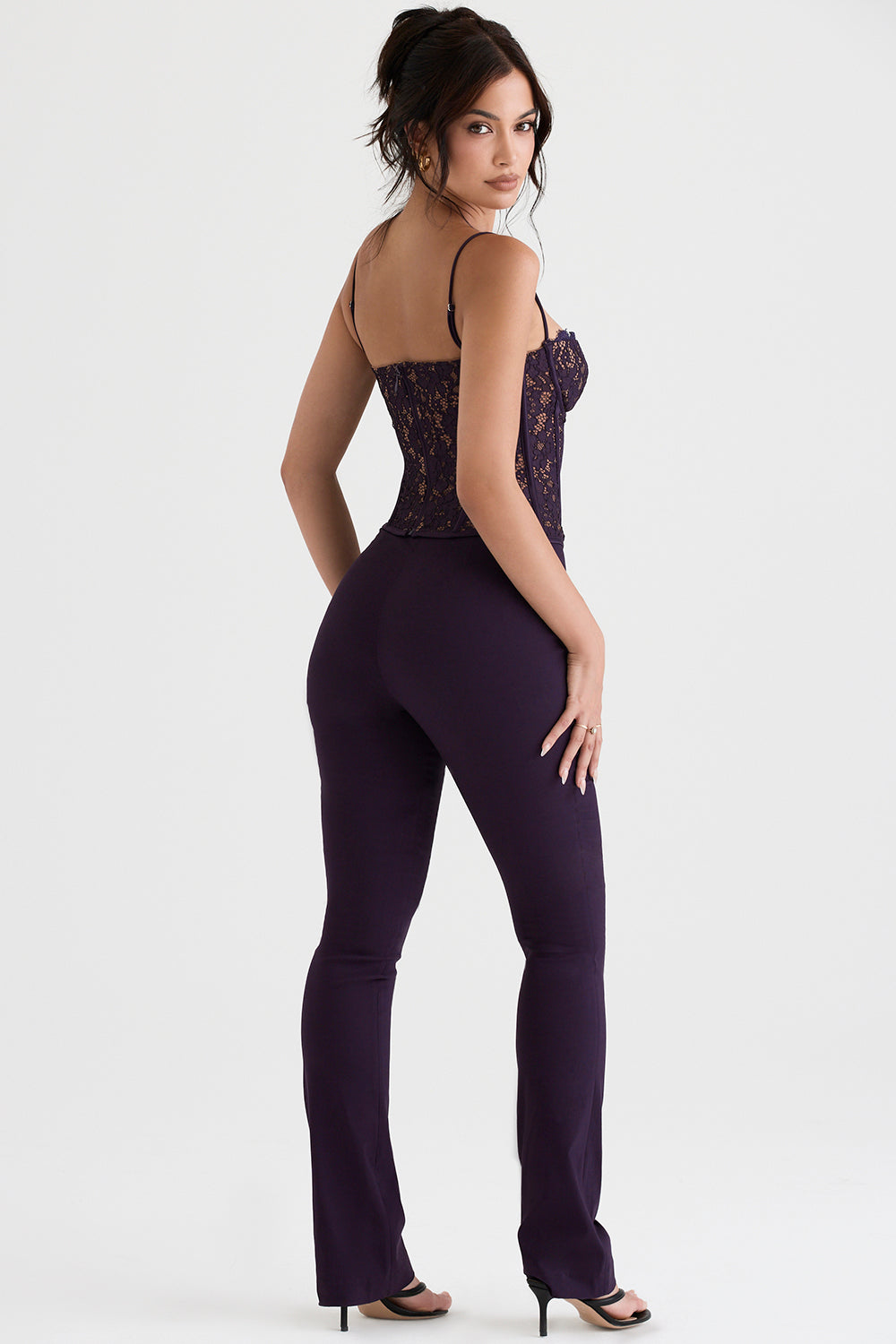 Corset à armatures en dentelle Nightshade avec pantalon taille haute