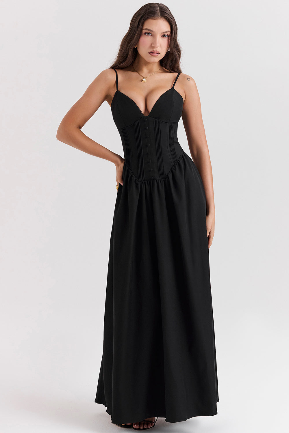 Robe longue corset noire