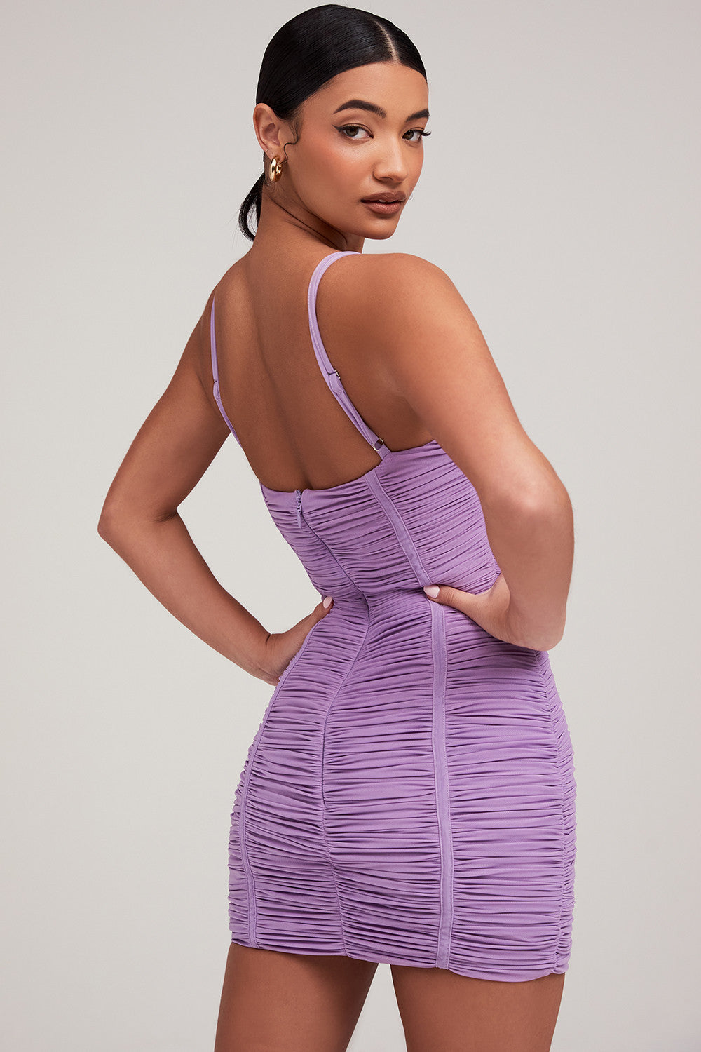 Mistress Rocks - Robe en maille lilas avec découpe