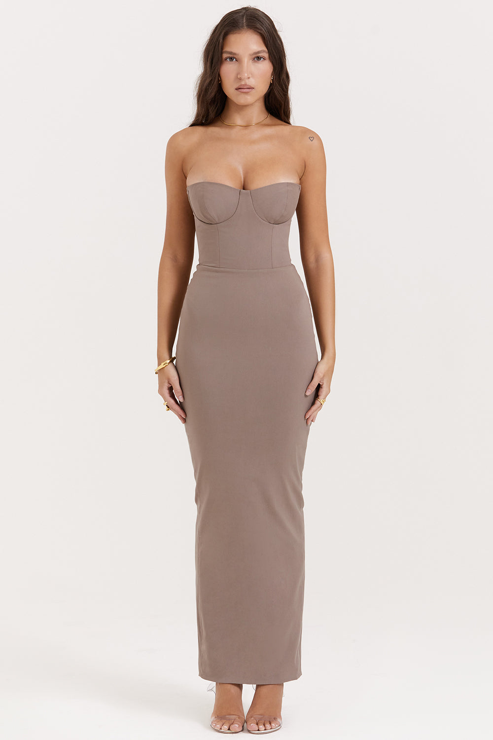 Robe longue corset sans bretelles