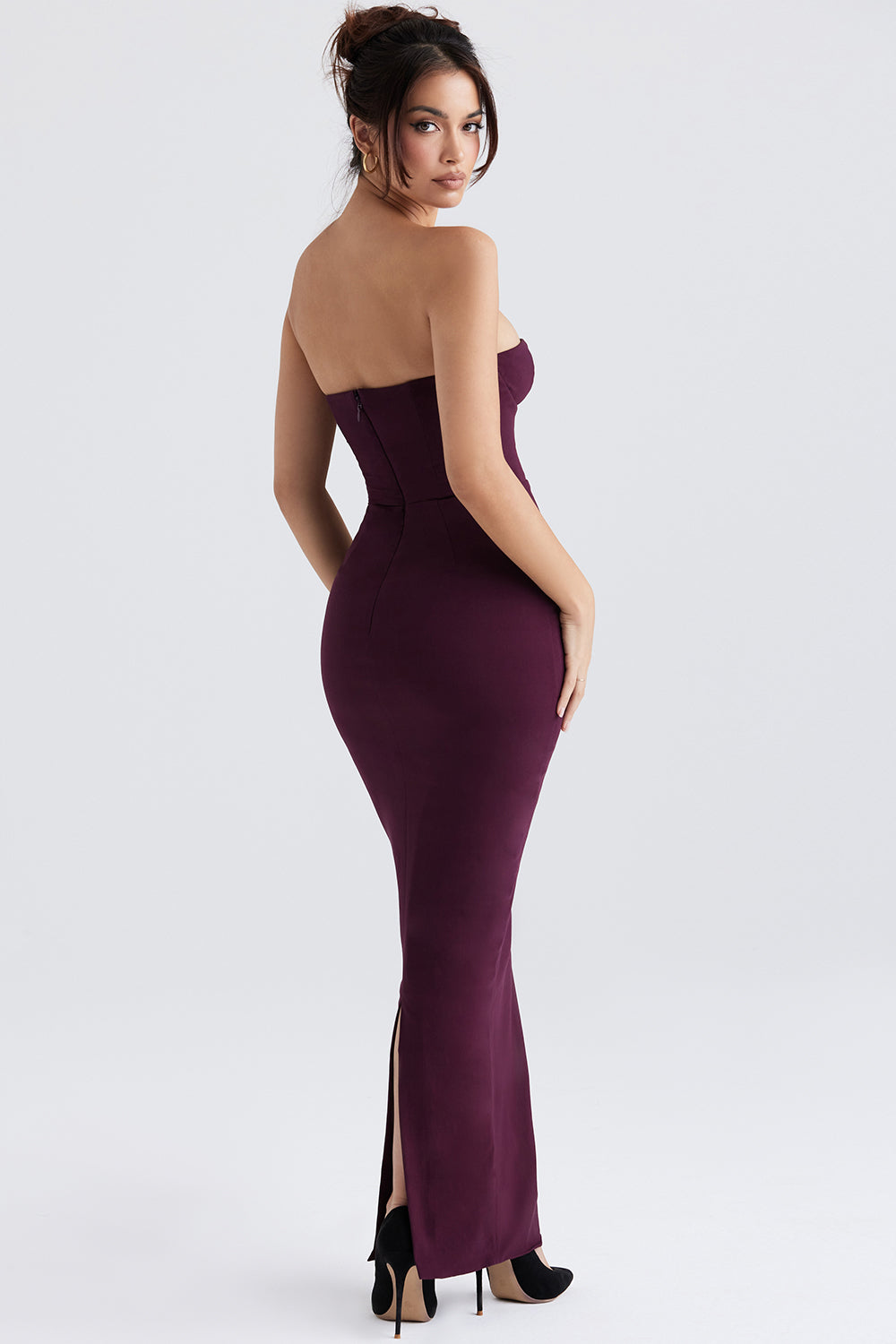 Robe longue noire bustier avec corset