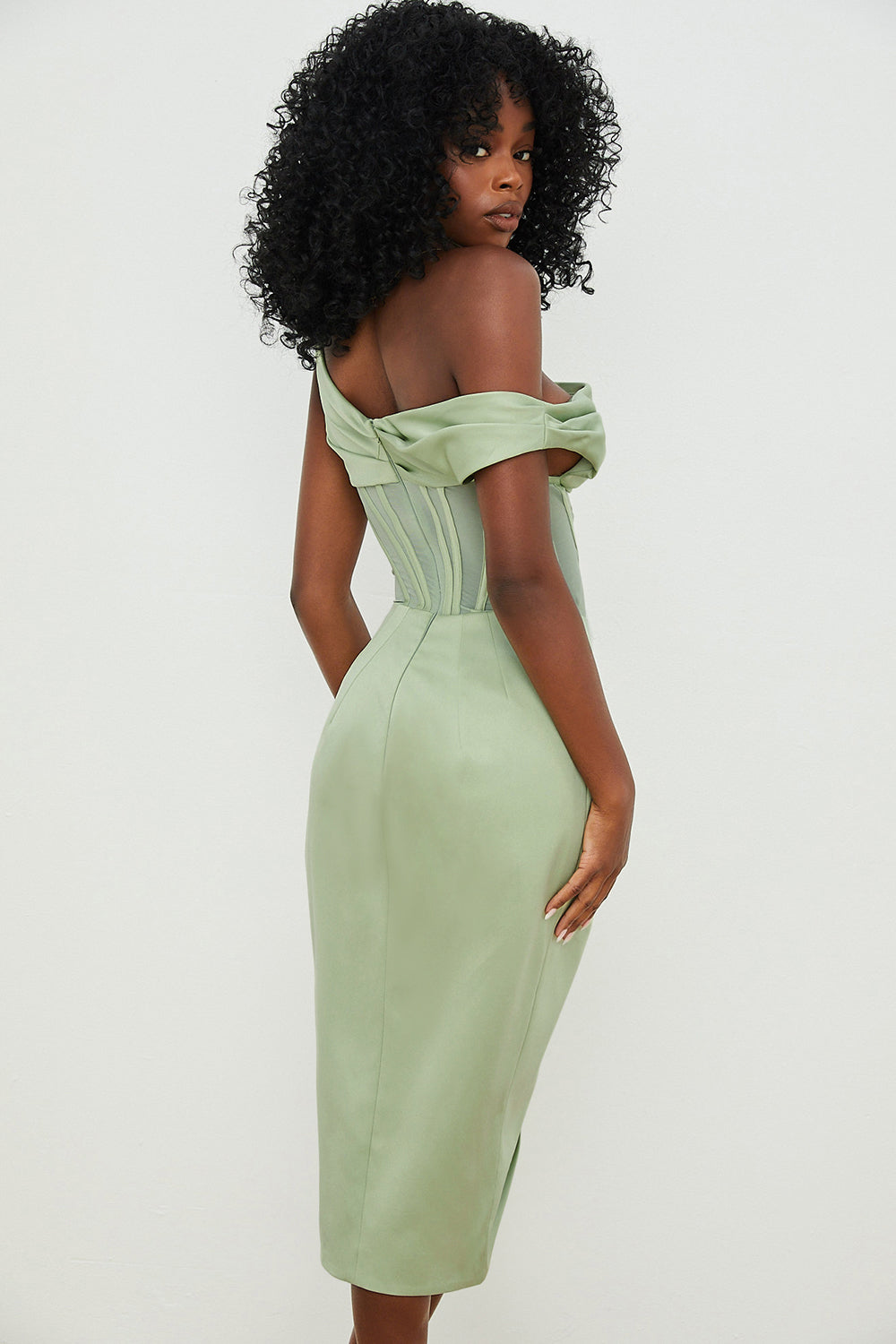 Robe corset midi asymétrique drapée