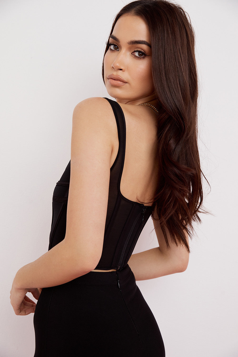 Haut corset en maille noire