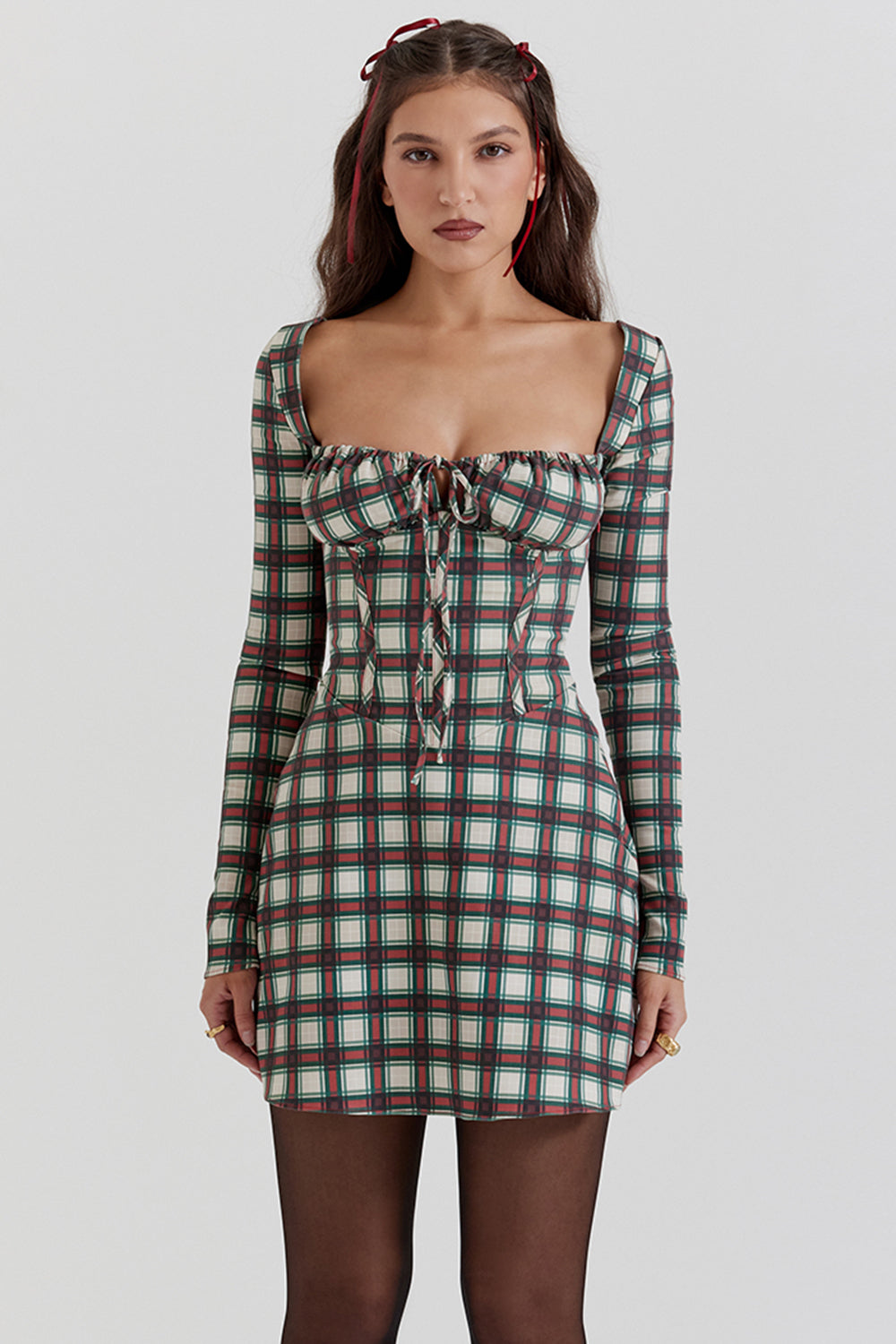 Mini-robe croisée en tartan