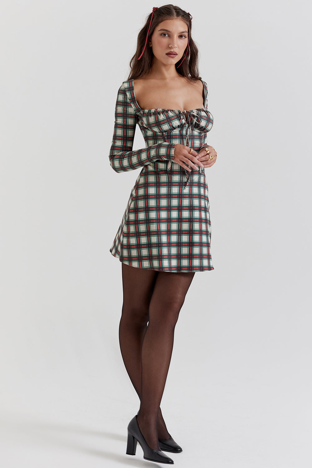 Mini-robe croisée en tartan