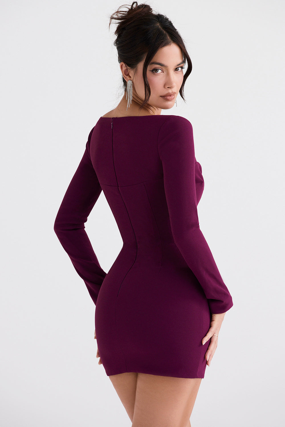 Robe corset coupe profonde Merlot