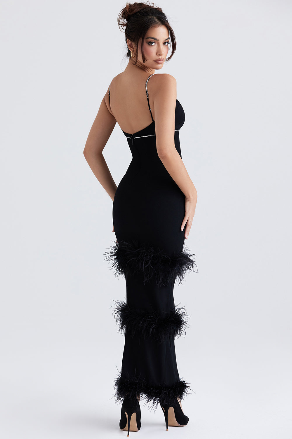 Robe longue noire cristallisée