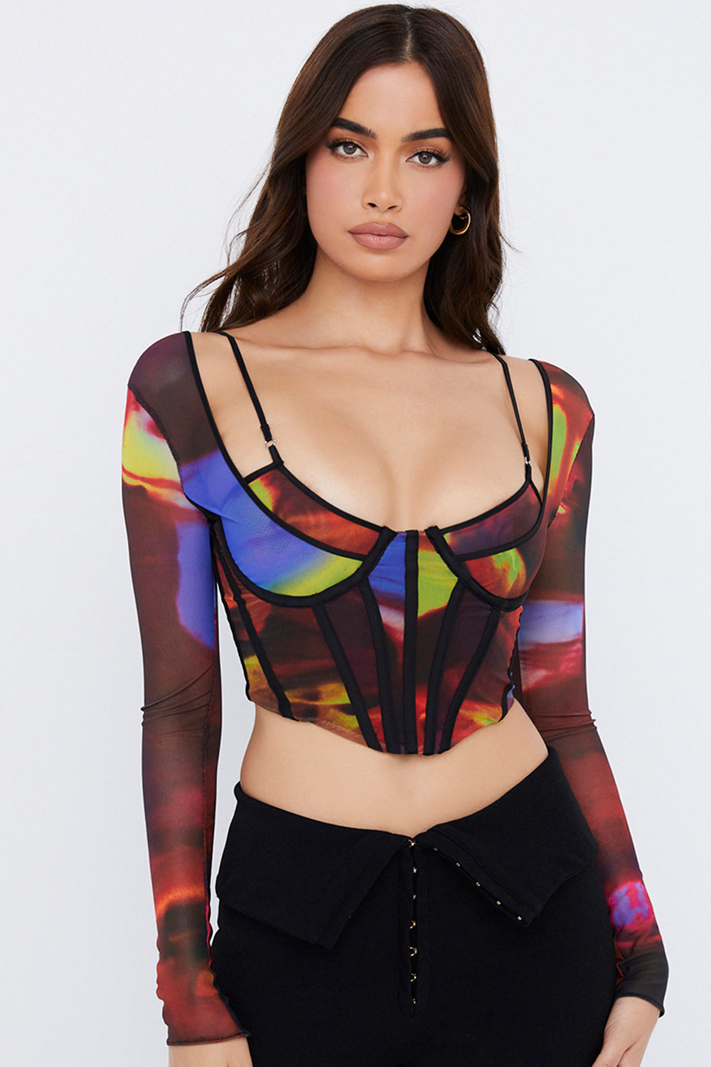 Corset à manches longues et imprimé