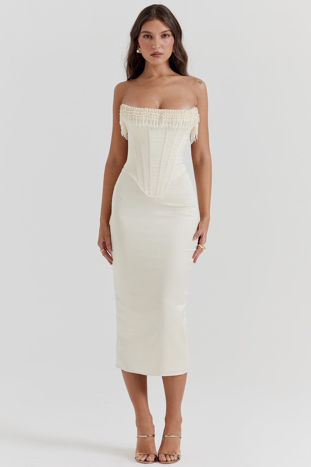 Robe bustier ornée de cràme vintage