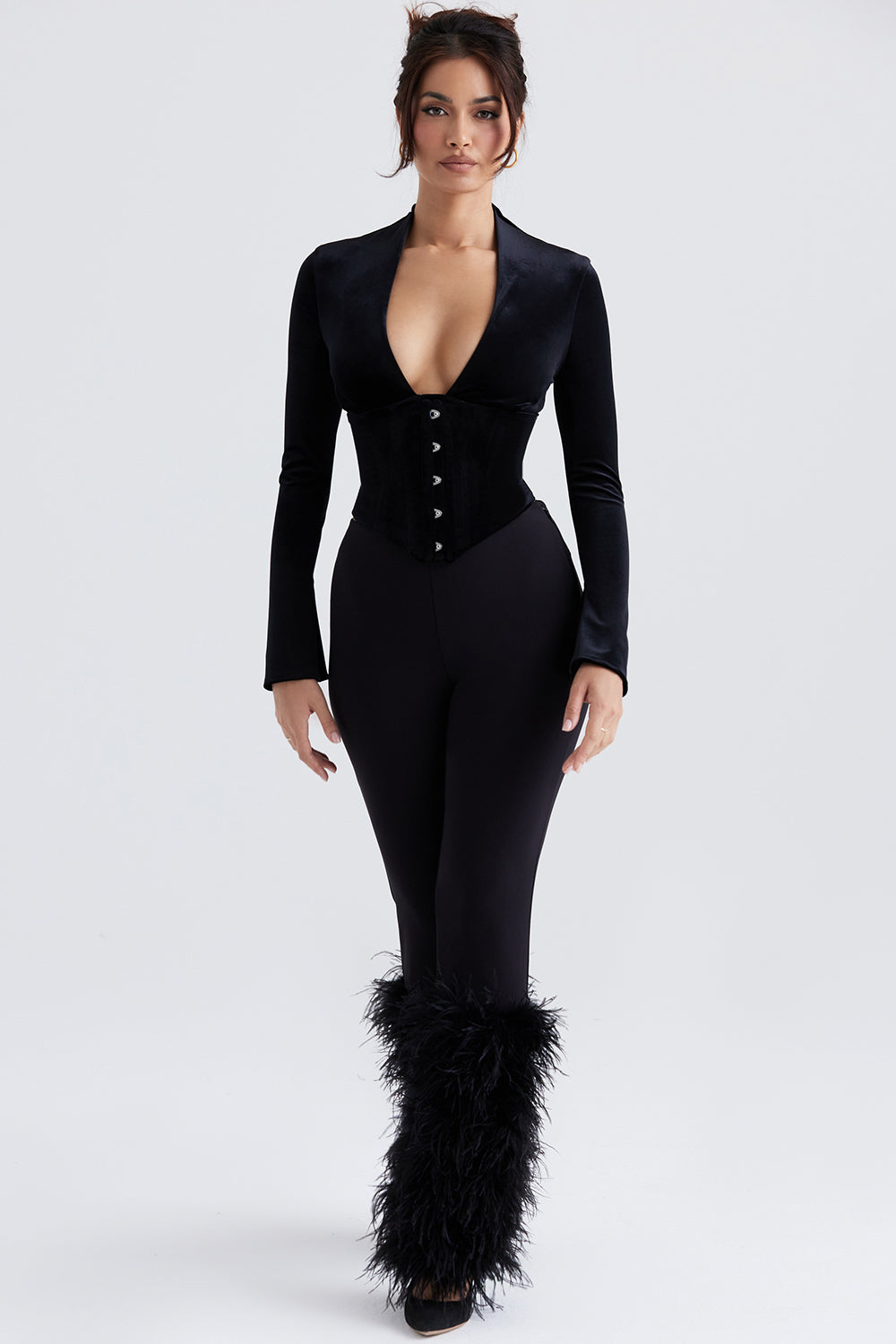 Corset en velours noir avec pantalon court