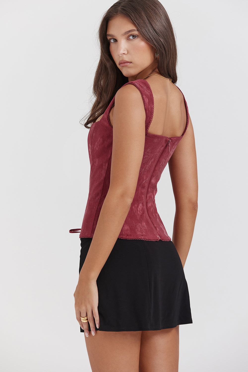 Corset fleuri Merlot