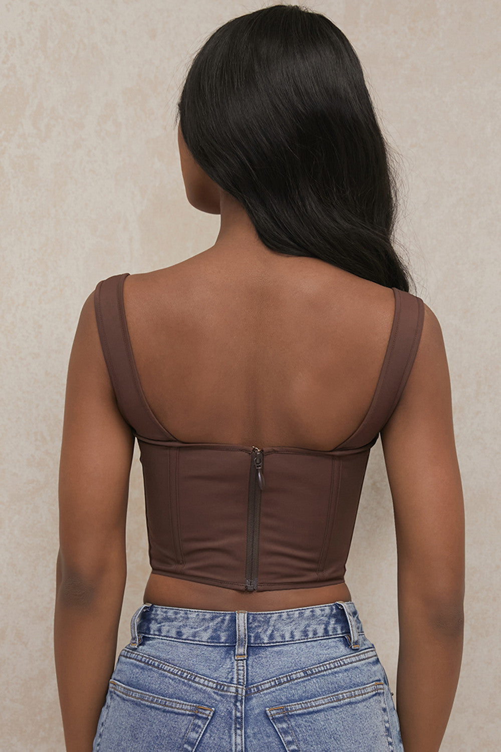 Haut corset froncé chocolat