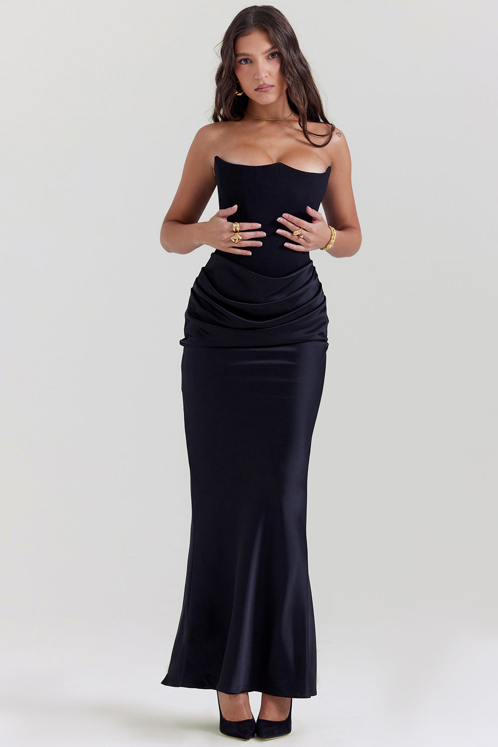 Robe longue corset sans bretelles