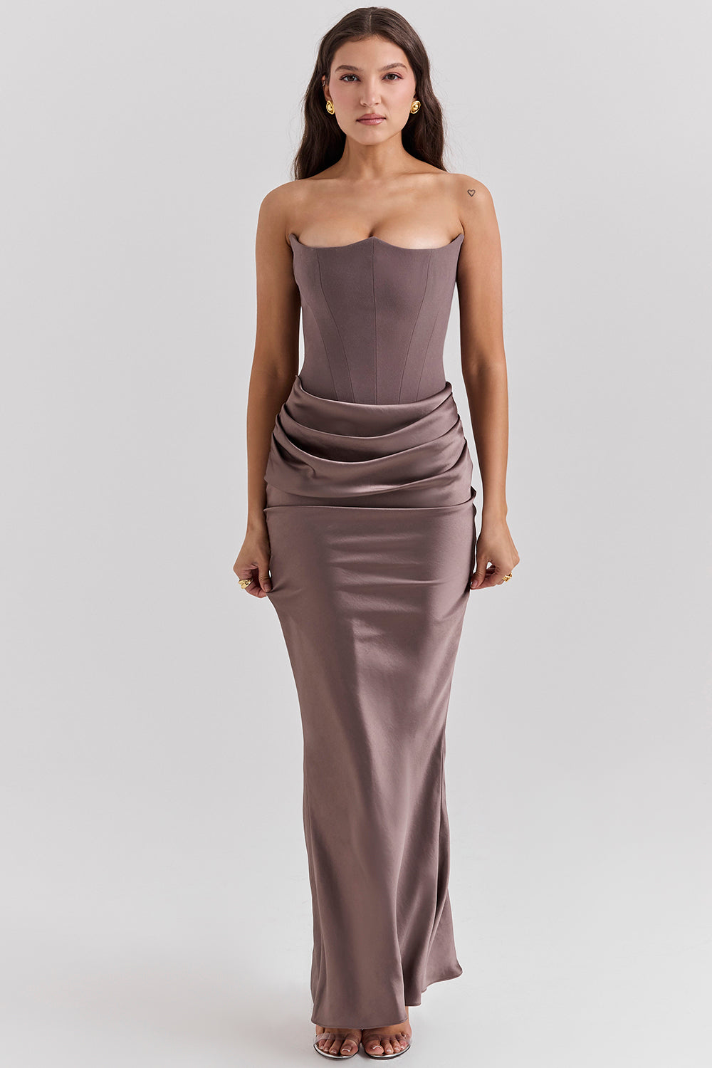 Robe longue corset sans bretelles