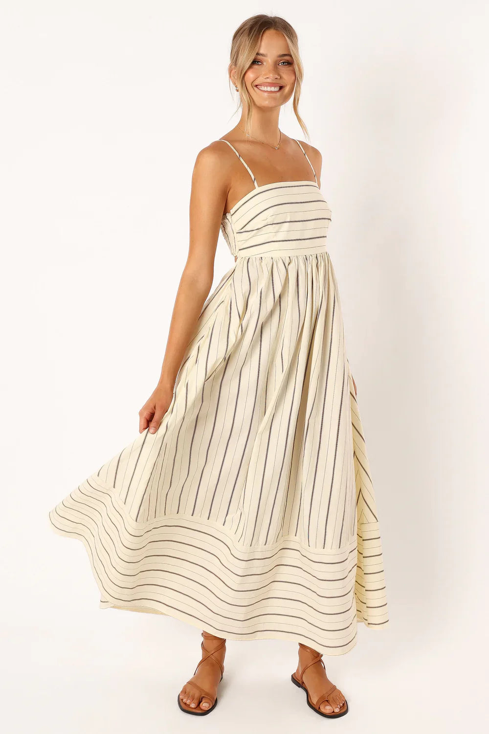 Robe longue décontractée ? rayures avec bretelles spaghetti