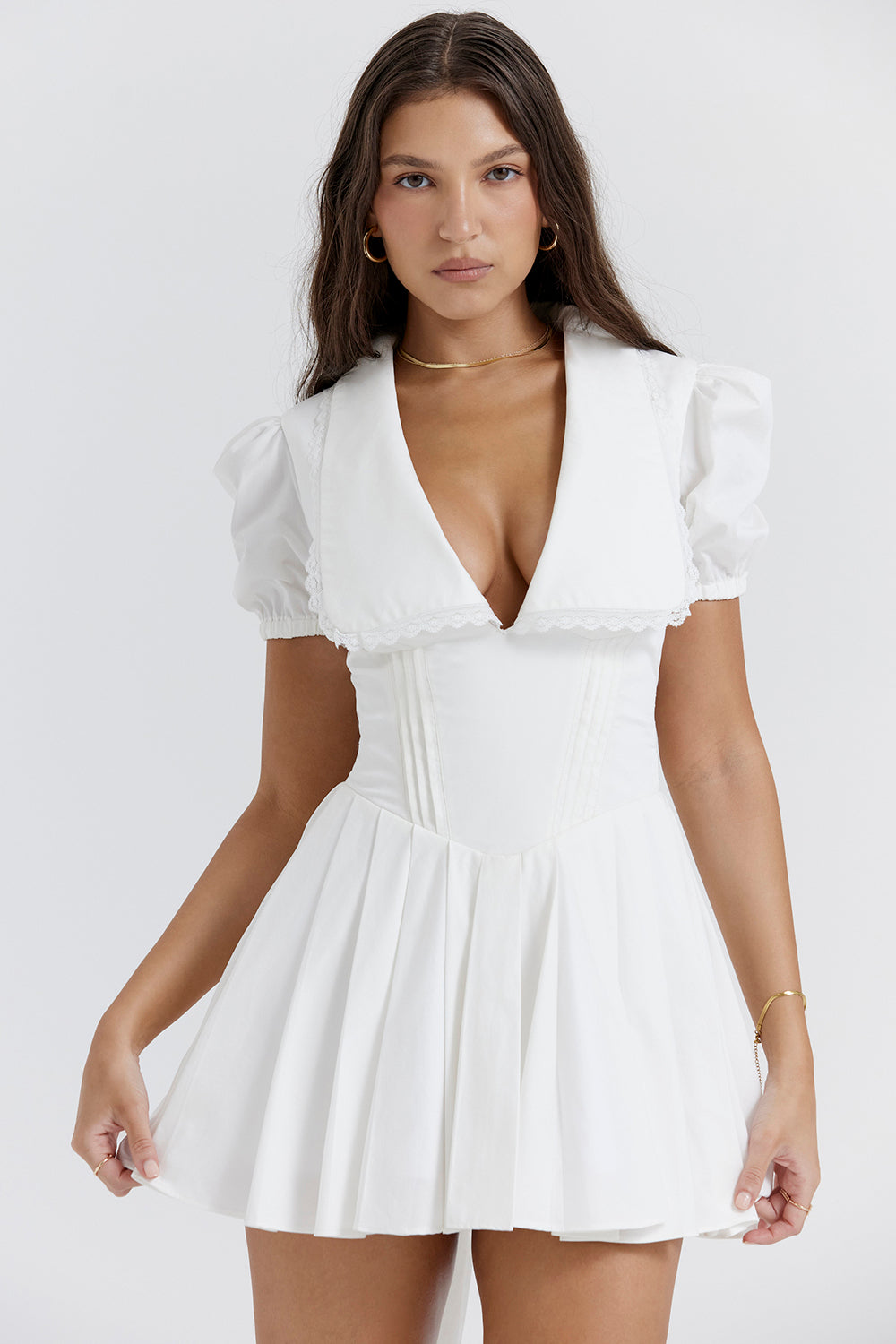 Mini-robe plissée blanche