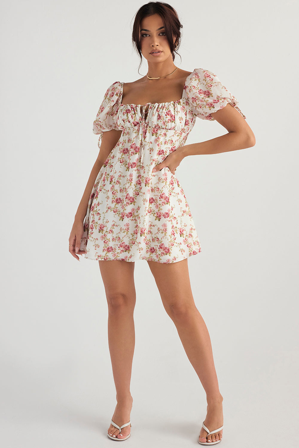 Mini-robe à imprimé roses
