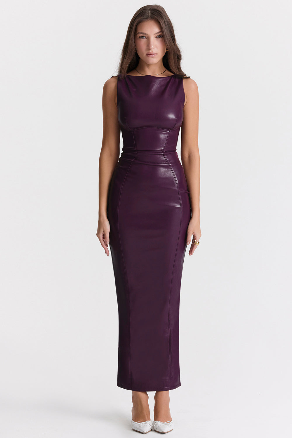 Robe longue en cuir de luxe