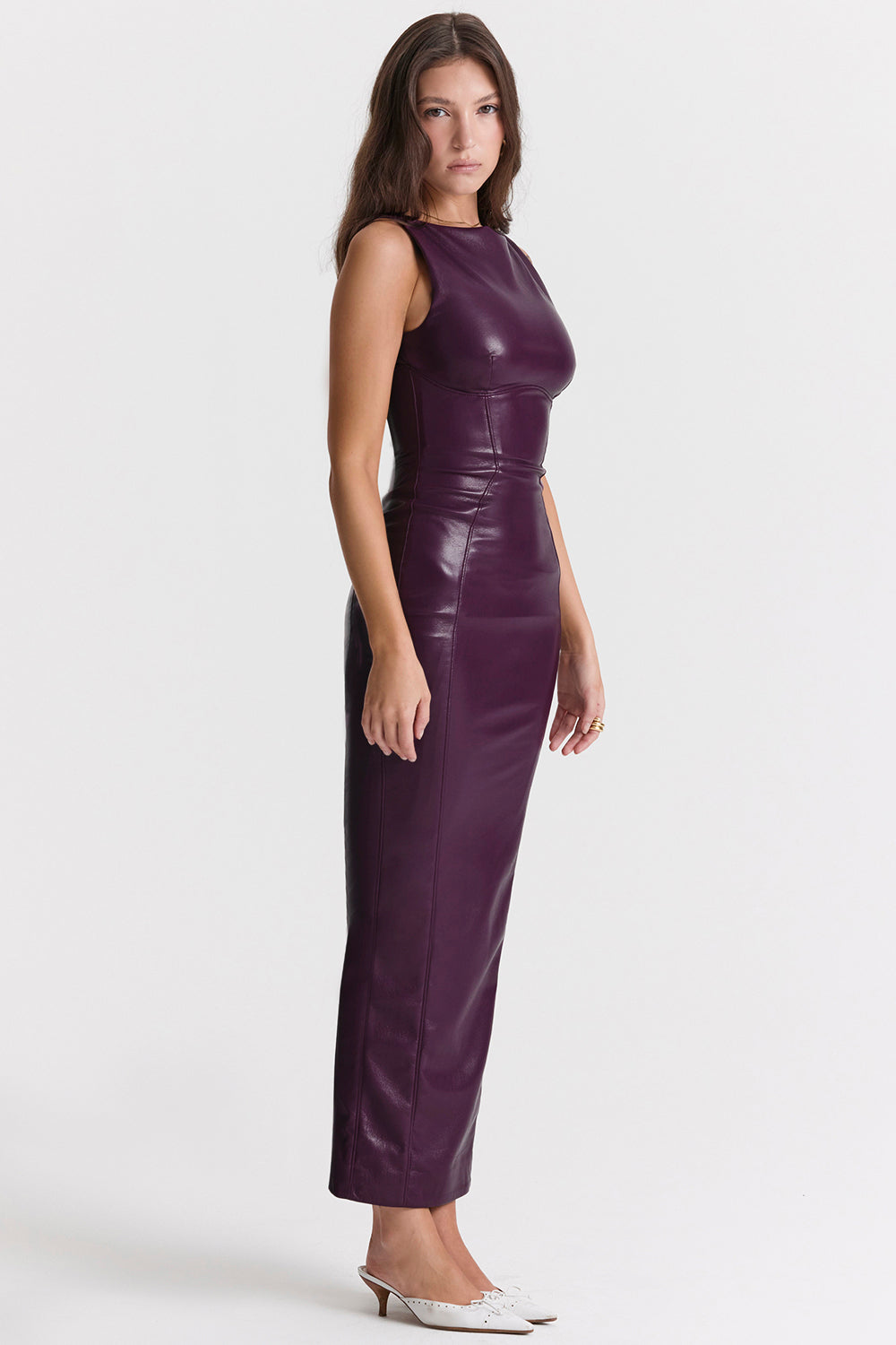 Robe longue en cuir de luxe