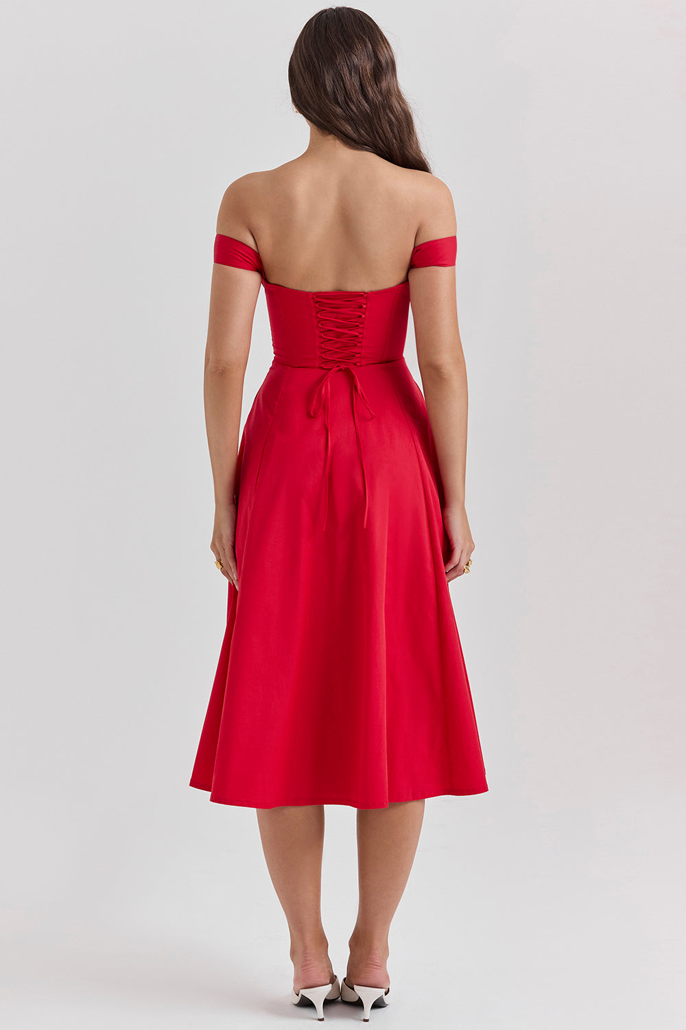Robe d'été midi rouge foncé