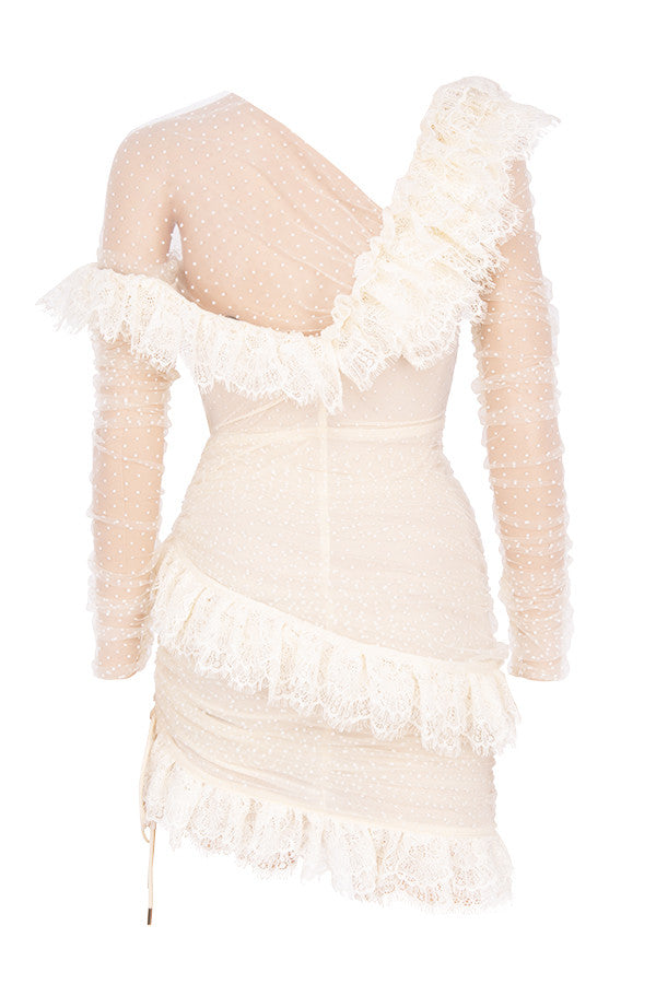 Mini-robe à volants en dentelle