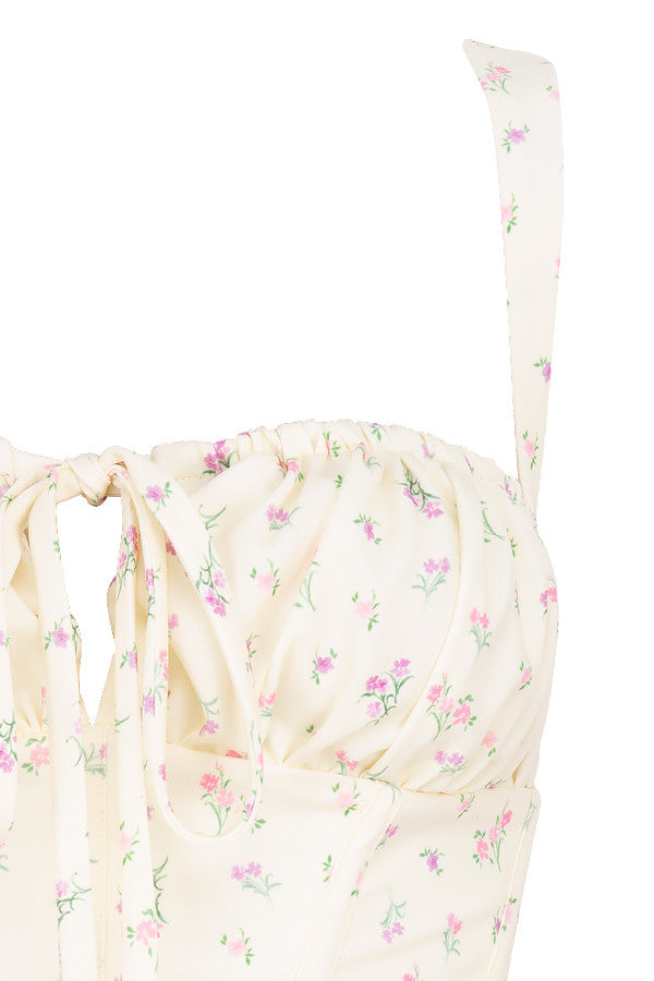 Corset fleuri jaune