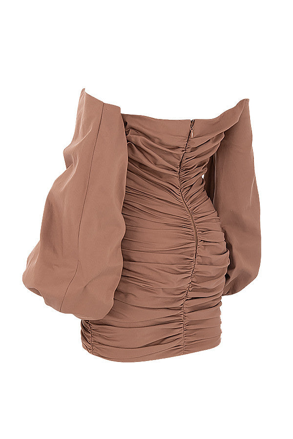 Mini-robe portefeuille Moka avec épaules nues