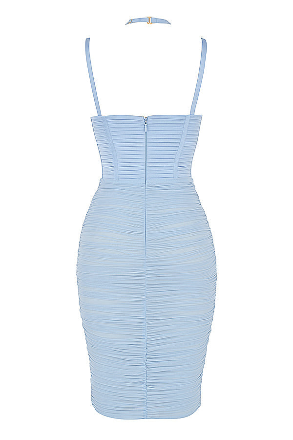 Robe corset midi geploàde taupe