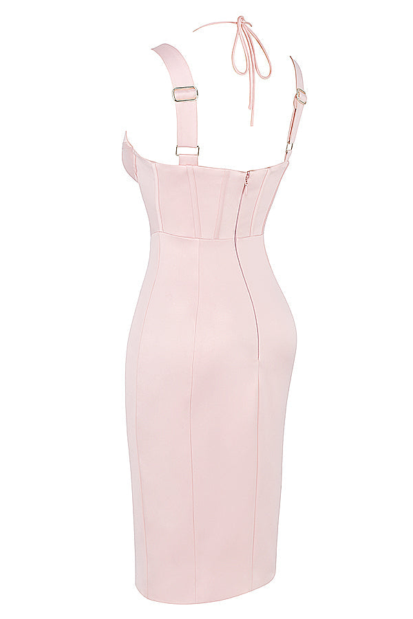 Robe corset en satin rose bébé