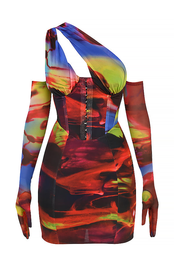 Mini-robe imprimée à découpes