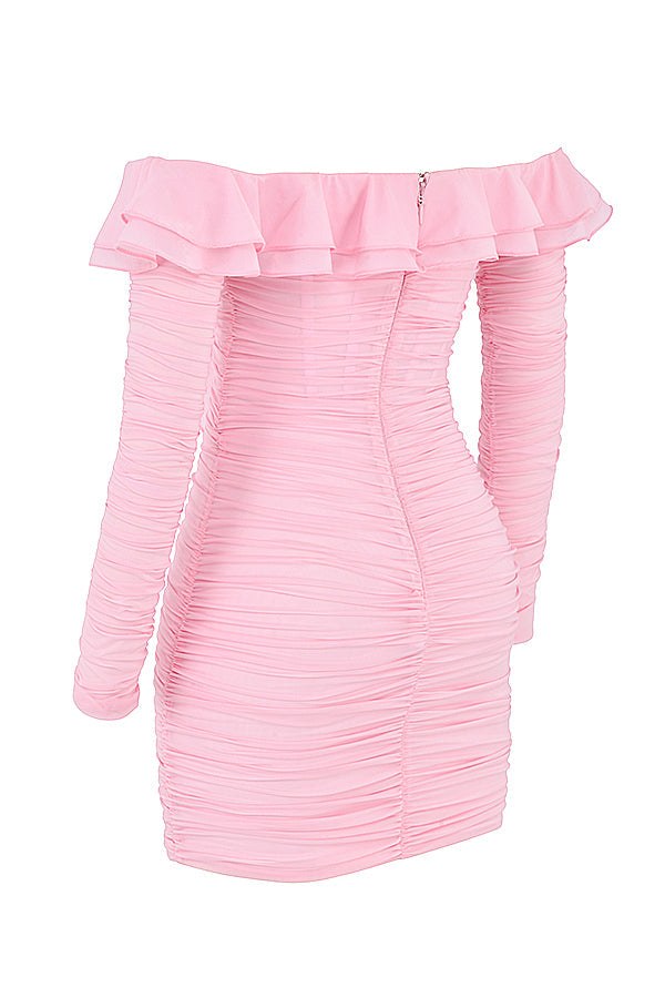 Mini-robe rose féerique en soie véritable