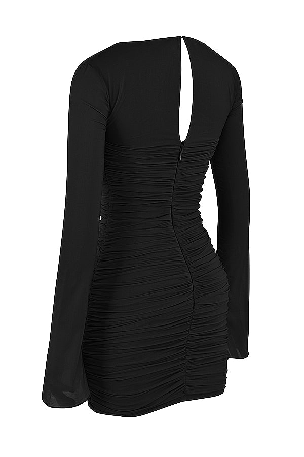 Mini-robe en soie véritable avec découpe