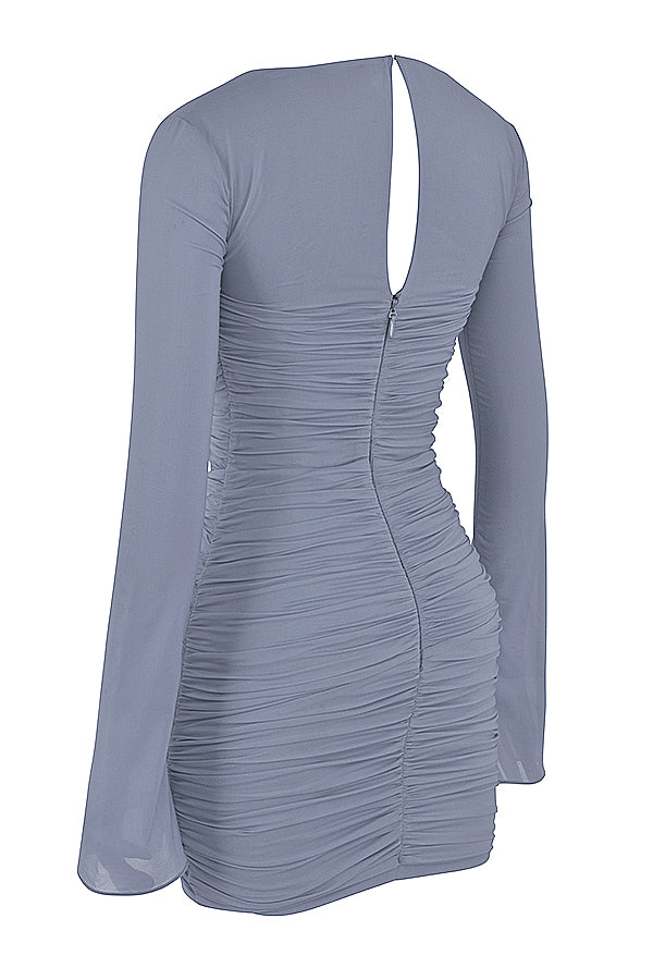 Mini-robe noire en soie véritable avec découpe