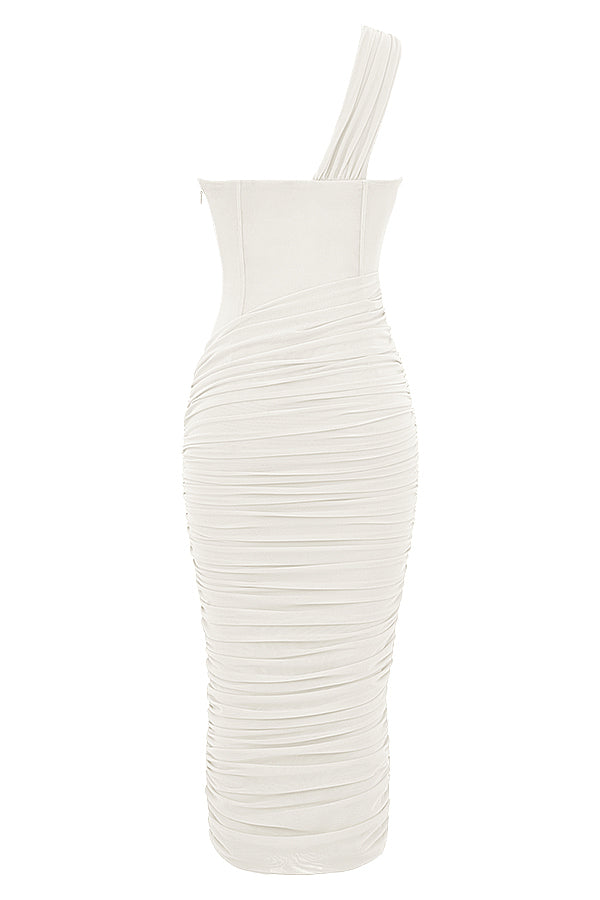 Robe midi asymétrique avec découpe