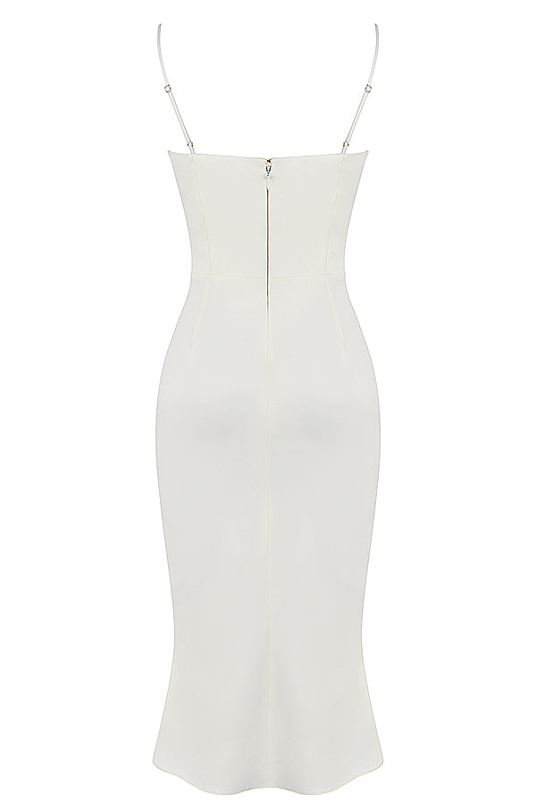 Robe corset découpée en satin ivoire