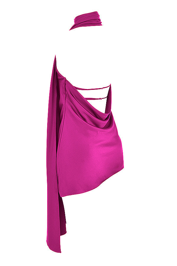 Robe asymétrique à décolleté cache-càur
