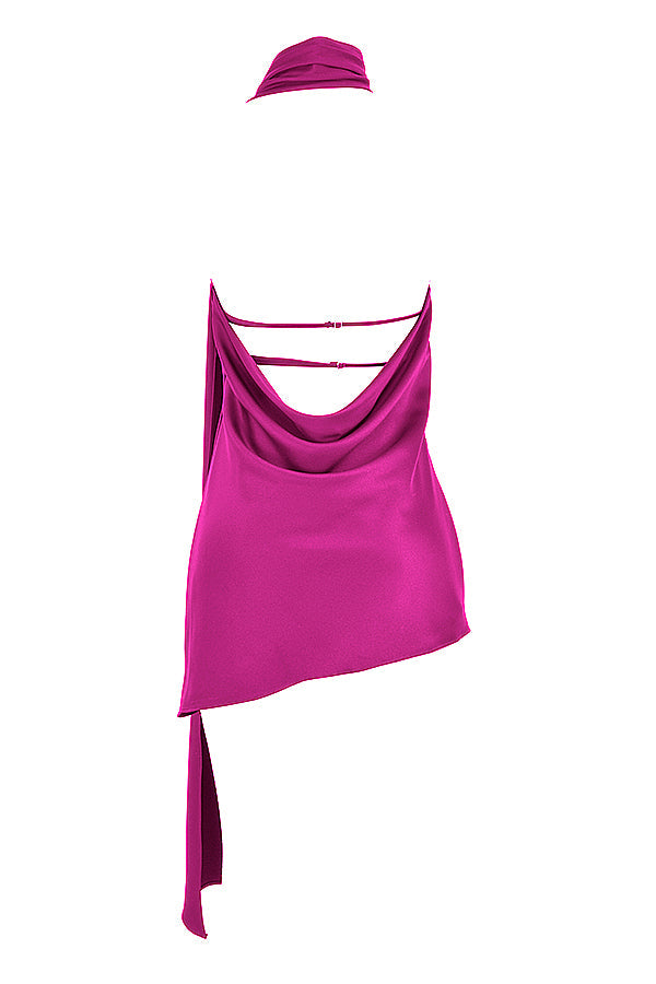 Robe asymétrique à décolleté cache-càur