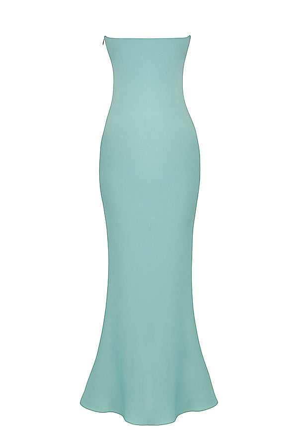Robe longue bustier en satin Jade