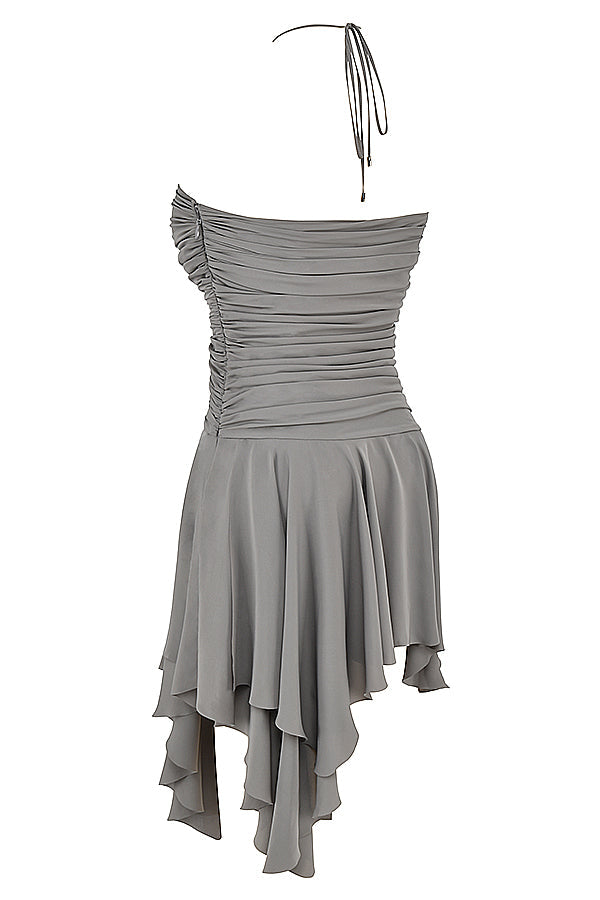 Robe asymétrique à plis fumés