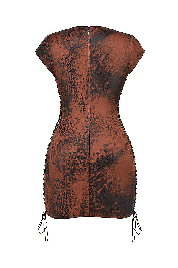Mini-robe cuivre antique avec lacets