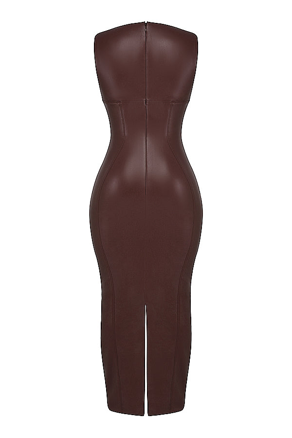 Robe longue en cuir de luxe
