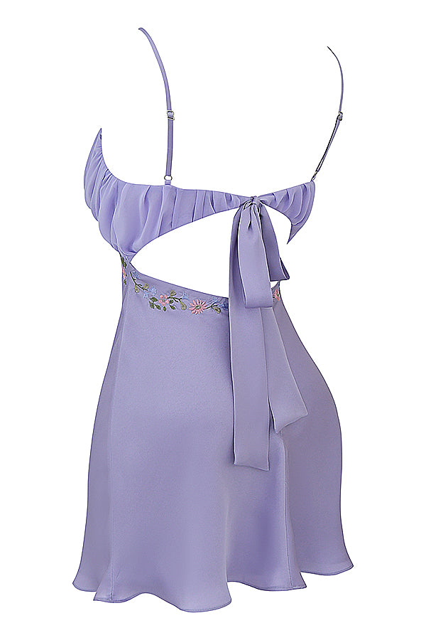 Mini-robe lavande brodée