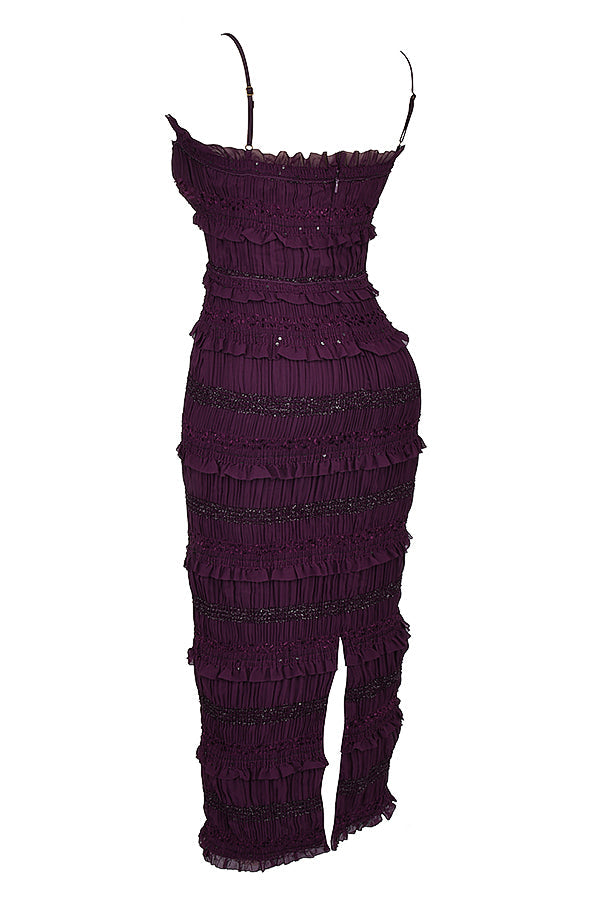 Robe corset à plis pailletés