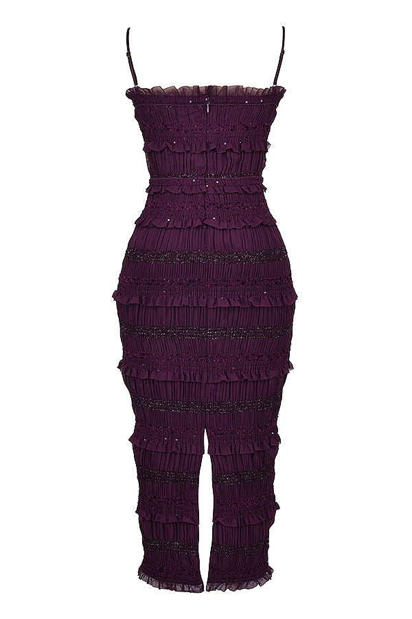 Robe corset à plis pailletés