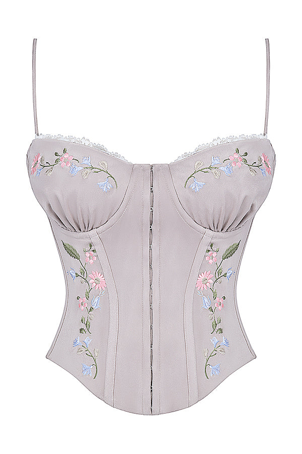 Corset brodé lavande clair